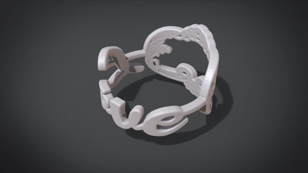 Love ring Low-poly 3D model_12