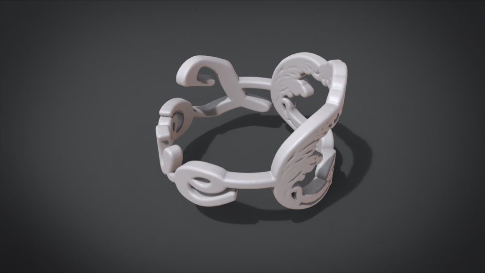 Love ring Low-poly 3D model_13