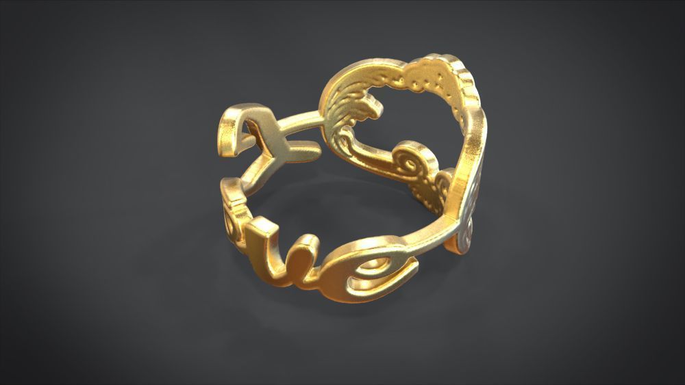 Love ring Low-poly 3D model_8