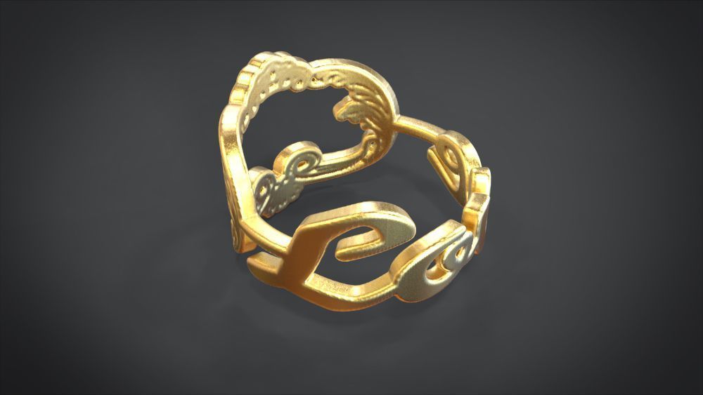 Love ring Low-poly 3D model_7