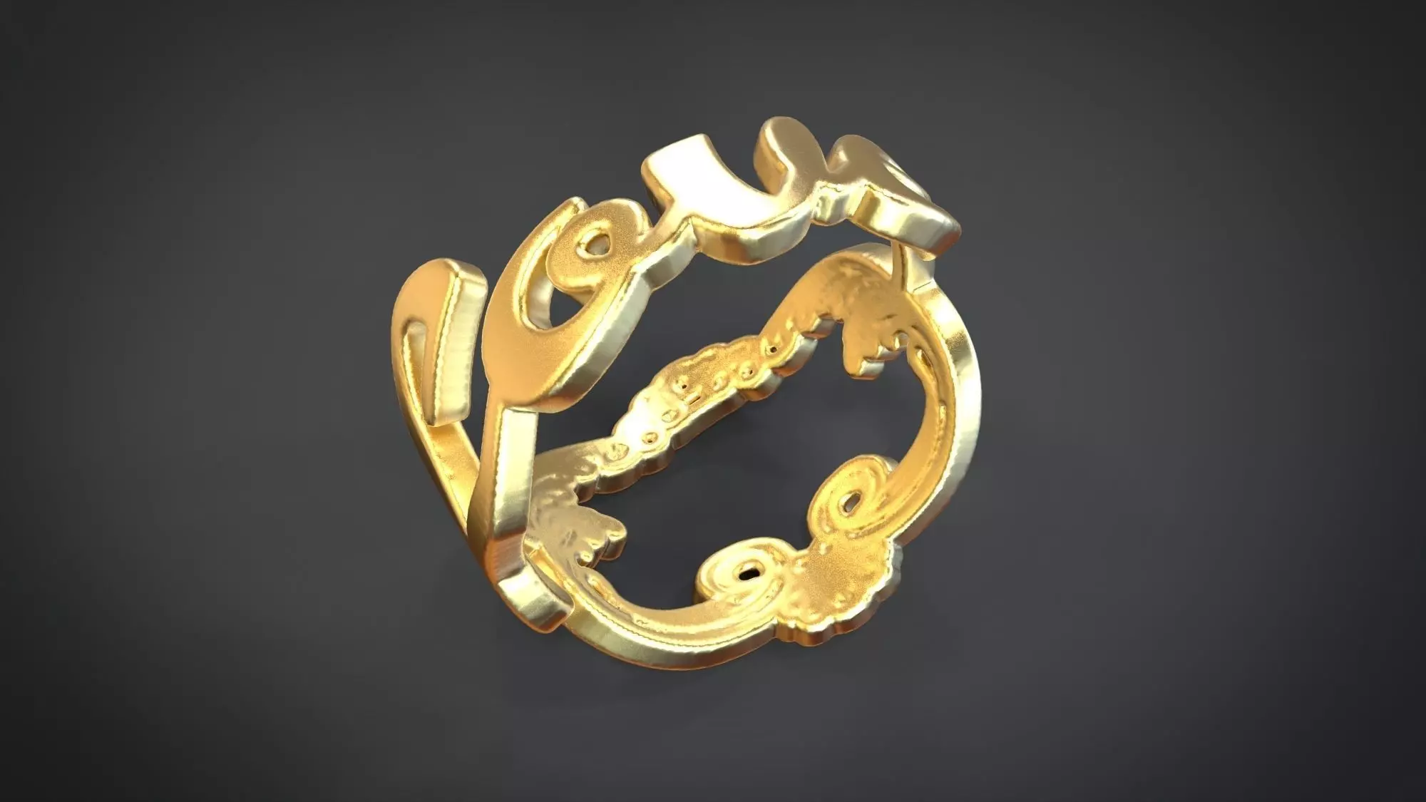 Love ring Low-poly 3D model_0