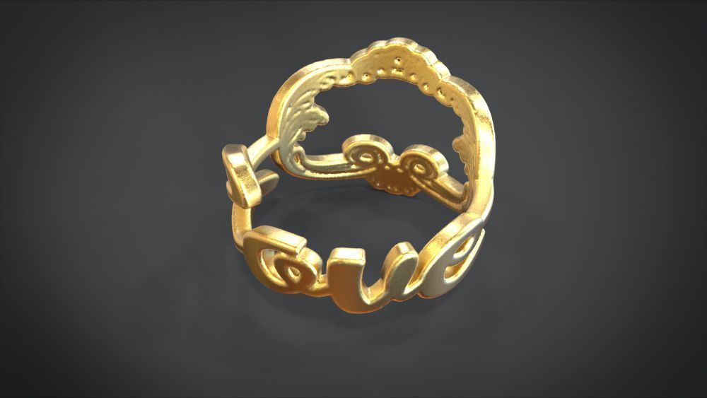 Love ring Low-poly 3D model_5