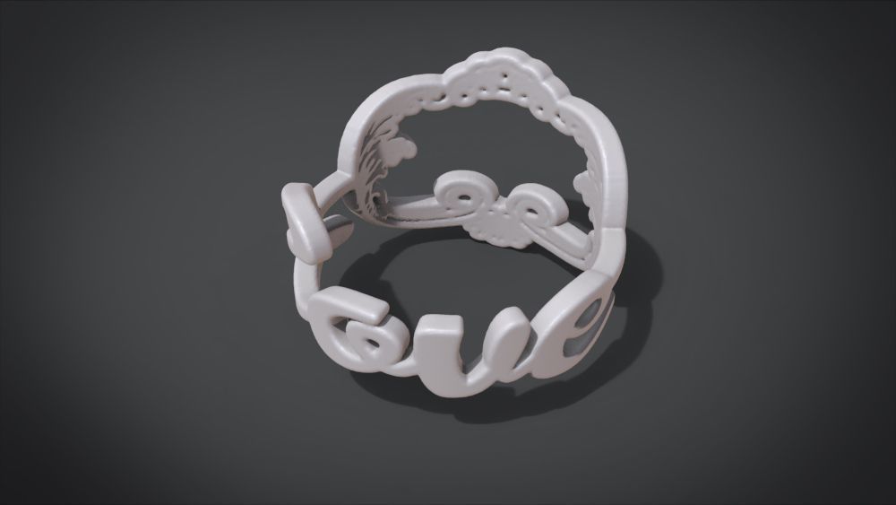 Love ring Low-poly 3D model_15