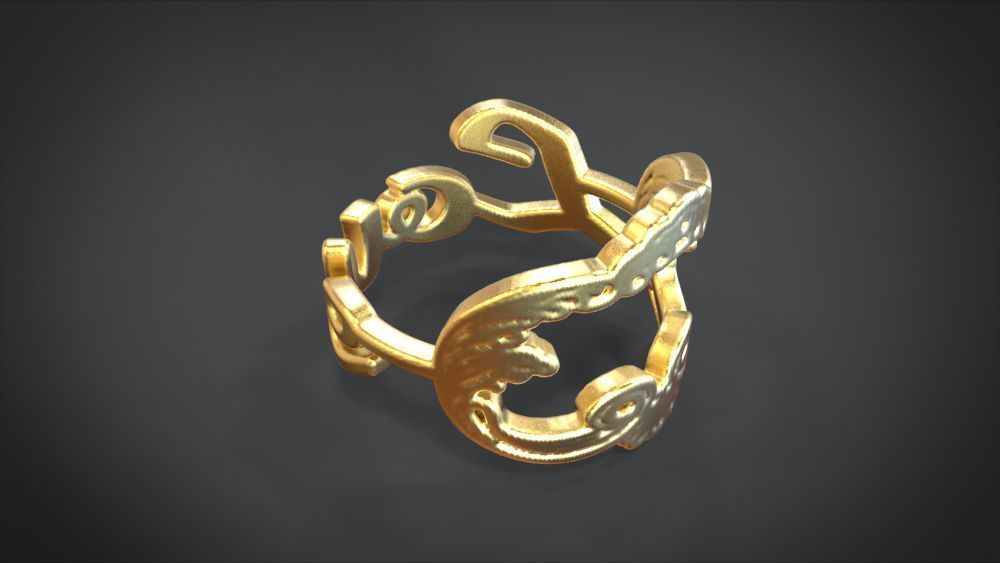 Love ring Low-poly 3D model_9