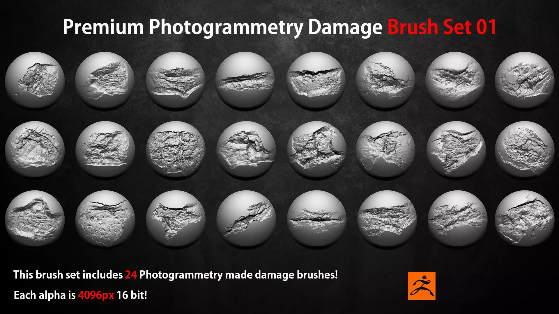 Photogrammetry Wall Damages Brushes and Alphas Volume 1 3D model