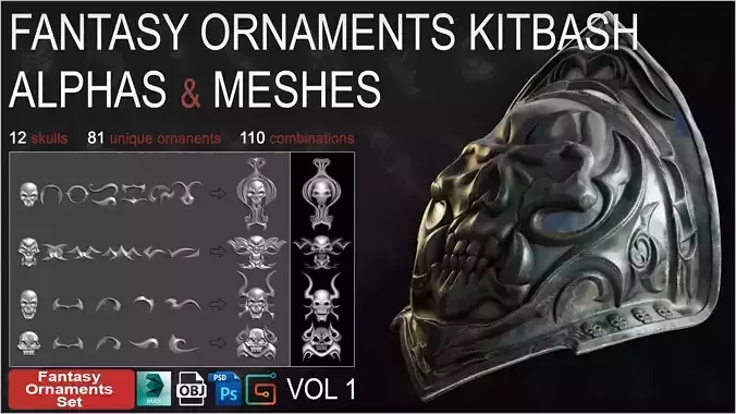 Fantasy Ornaments  Alphas and Meshes vol 1