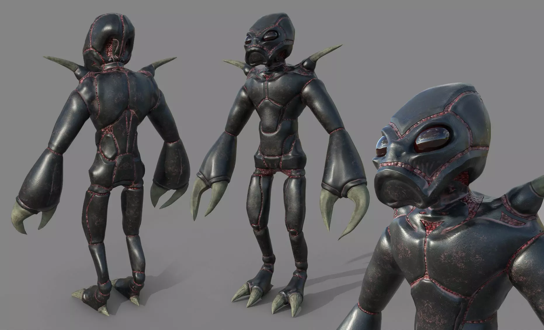 Insectoid alien character - Rigged and animated Low-poly 3D model_0