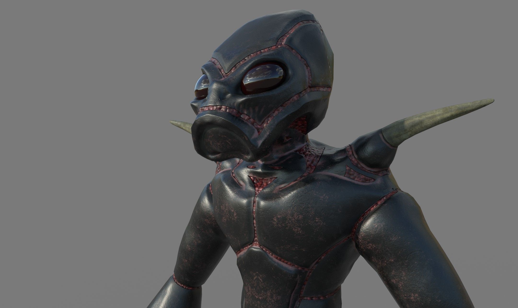 Insectoid alien character - Rigged and animated Low-poly 3D model_8