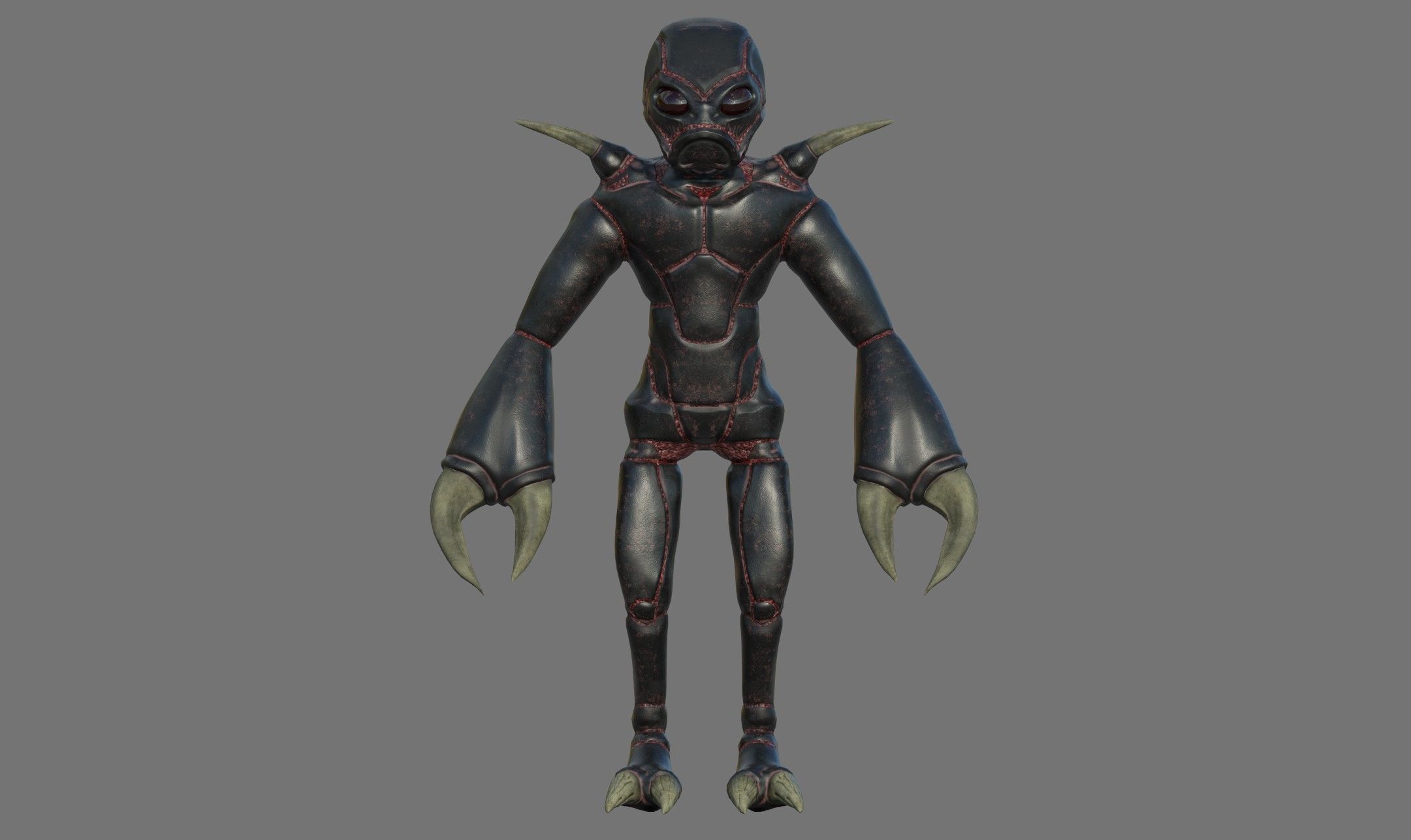 Insectoid alien character - Rigged and animated Low-poly 3D model_11
