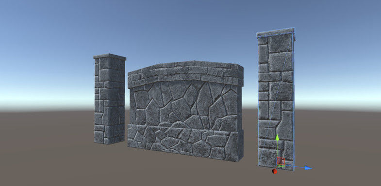 Stone Fence 2 Low-poly 3D model_2