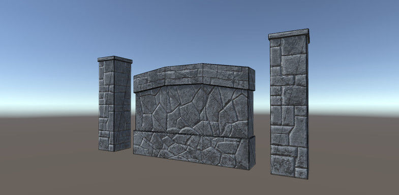 Stone Fence 2 Low-poly 3D model_1