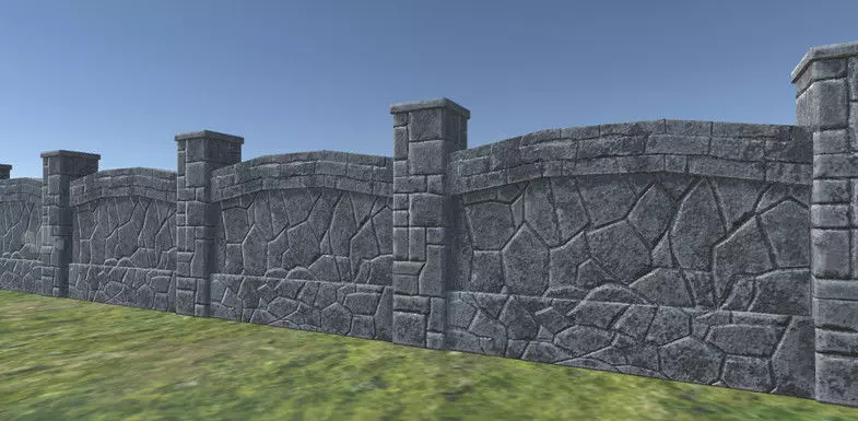 Stone Fence 2 Low-poly 3D model_0