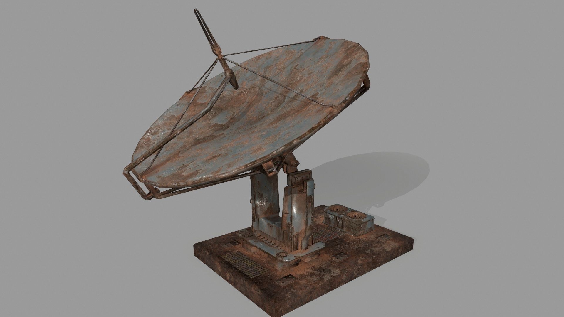 satellite old rusty dish Low-poly 3D model_11