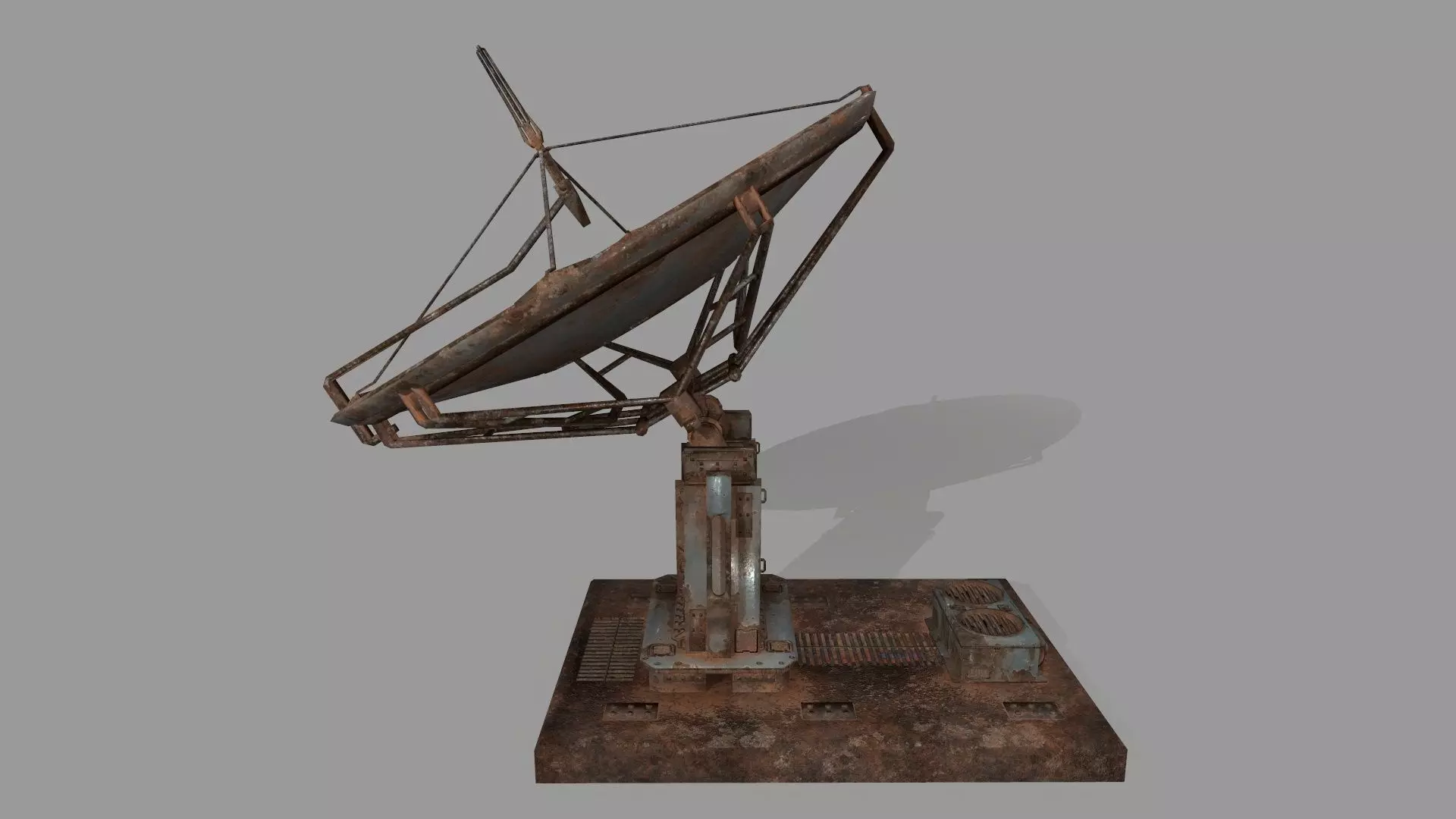 satellite old rusty dish Low-poly 3D model_0