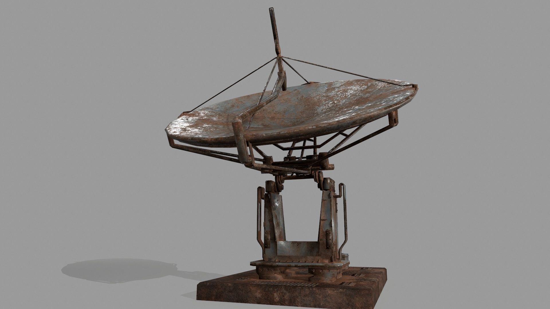 satellite old rusty dish Low-poly 3D model_14
