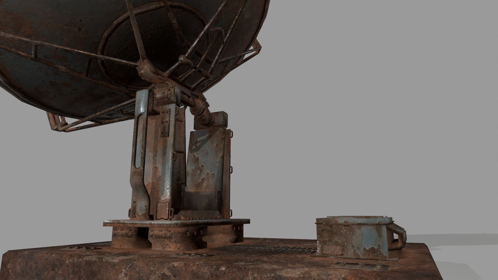satellite old rusty dish Low-poly 3D model_5