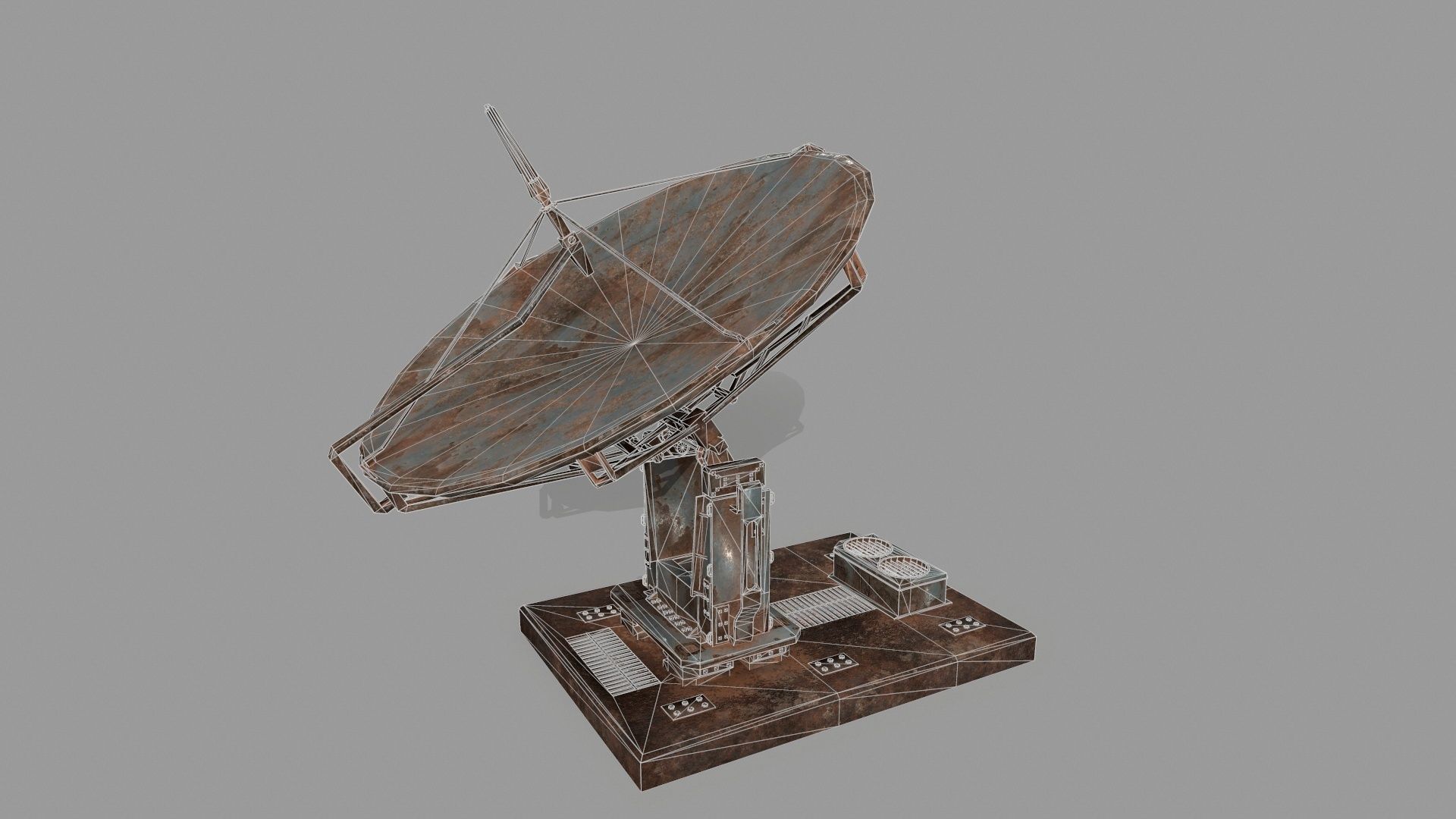satellite old rusty dish Low-poly 3D model_17