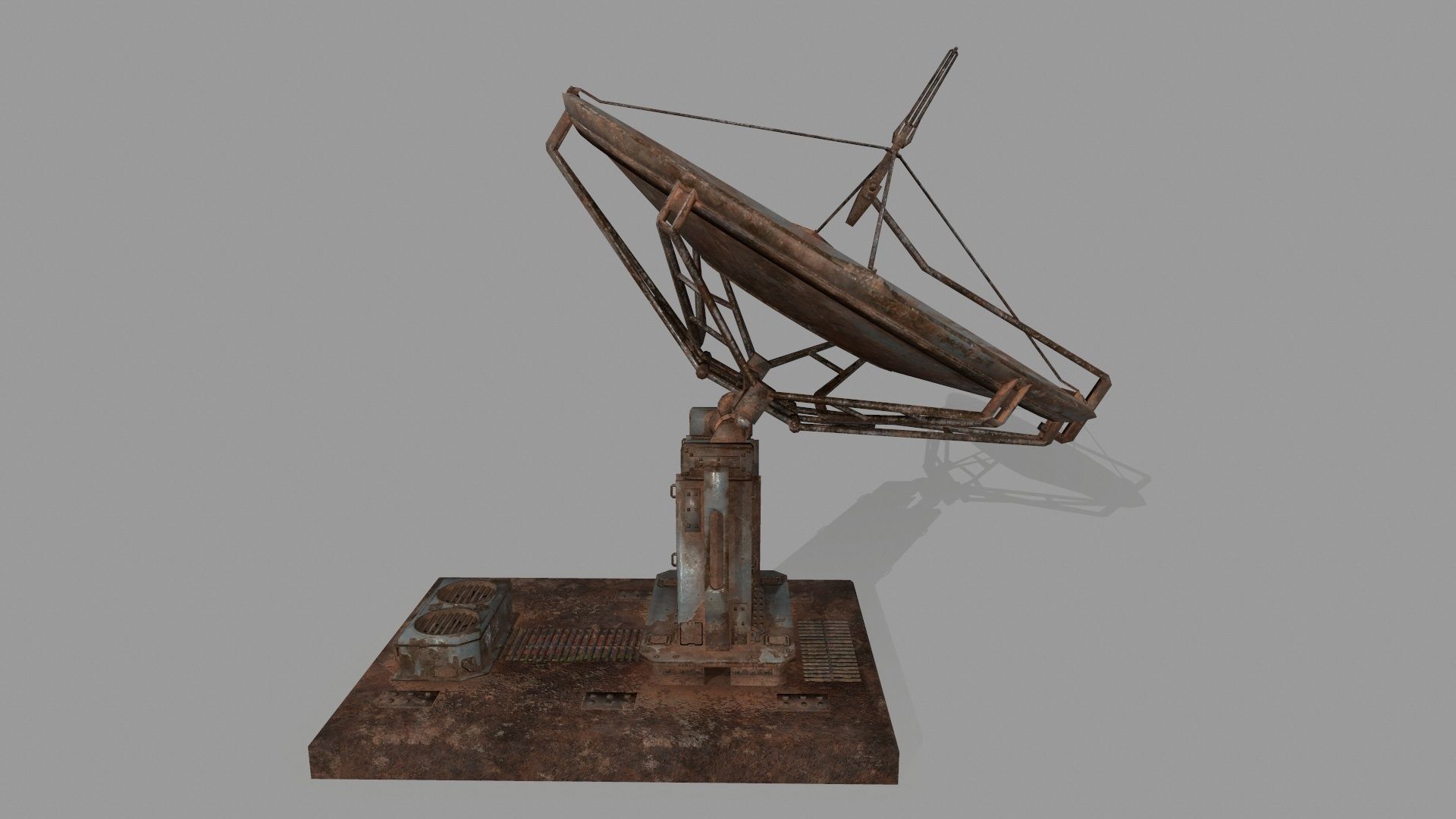 satellite old rusty dish Low-poly 3D model_9