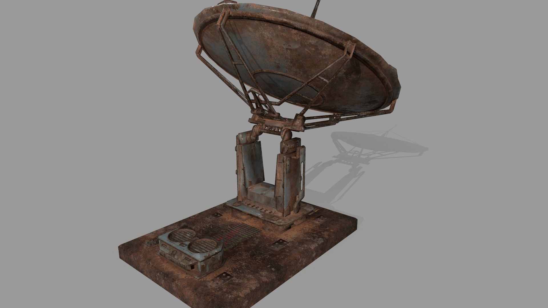 satellite old rusty dish Low-poly 3D model_10