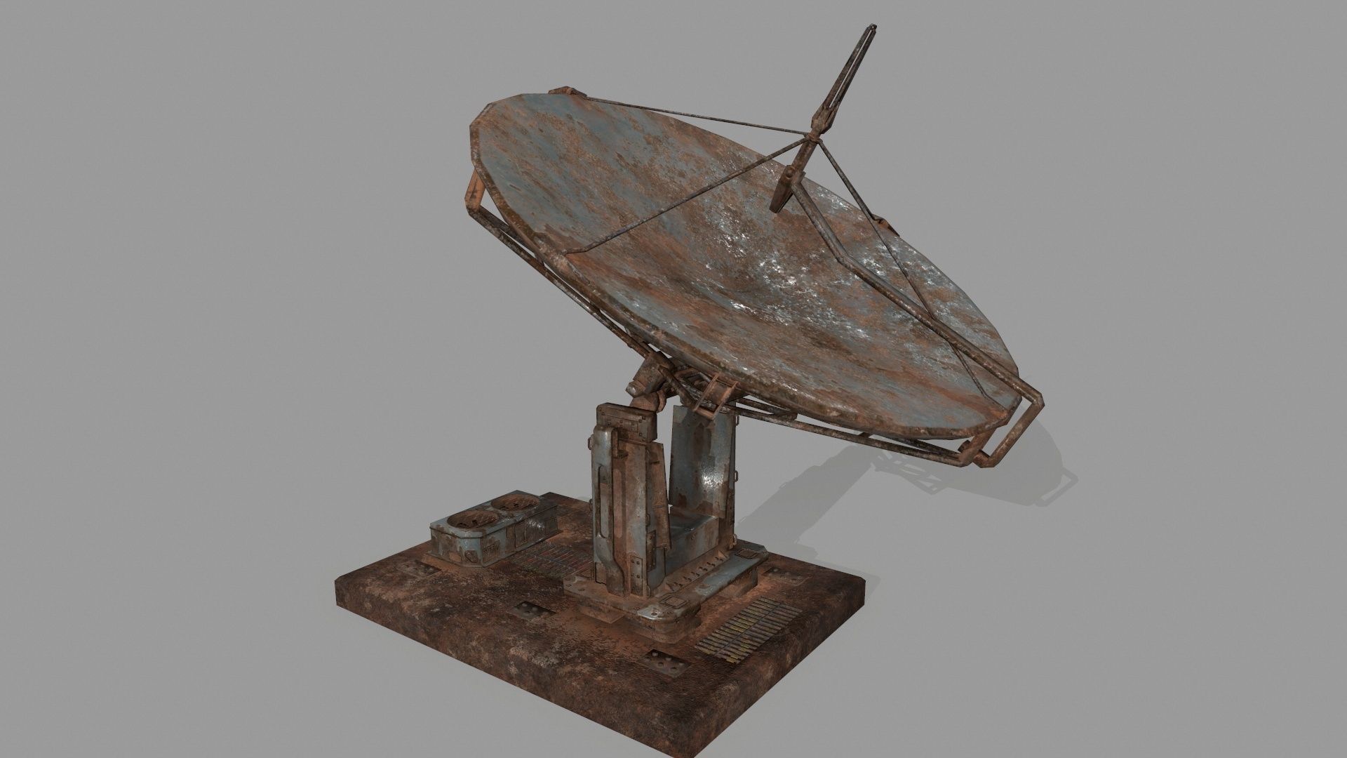 satellite old rusty dish Low-poly 3D model_8