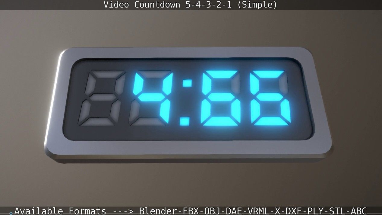 5-4-3-2-1-Video-Countdown-Simple-Version digital Low-poly 3D model_10