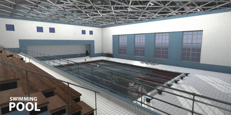 Swimming Pool Low-poly 3D model_0