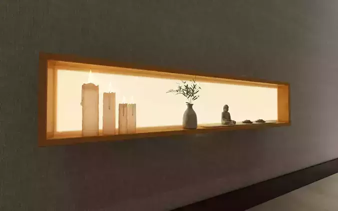 decoration wall shelf with candles Low-poly 3D model