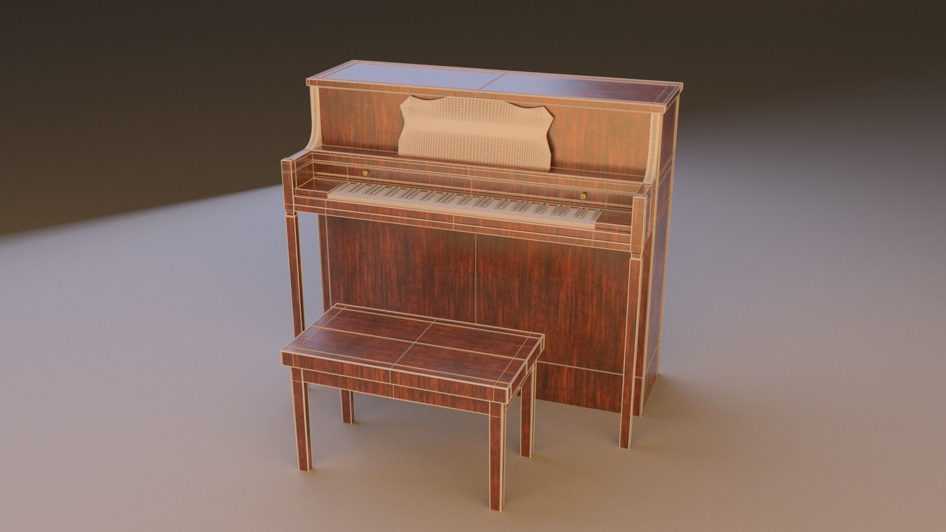 Upright Piano 3D model_4