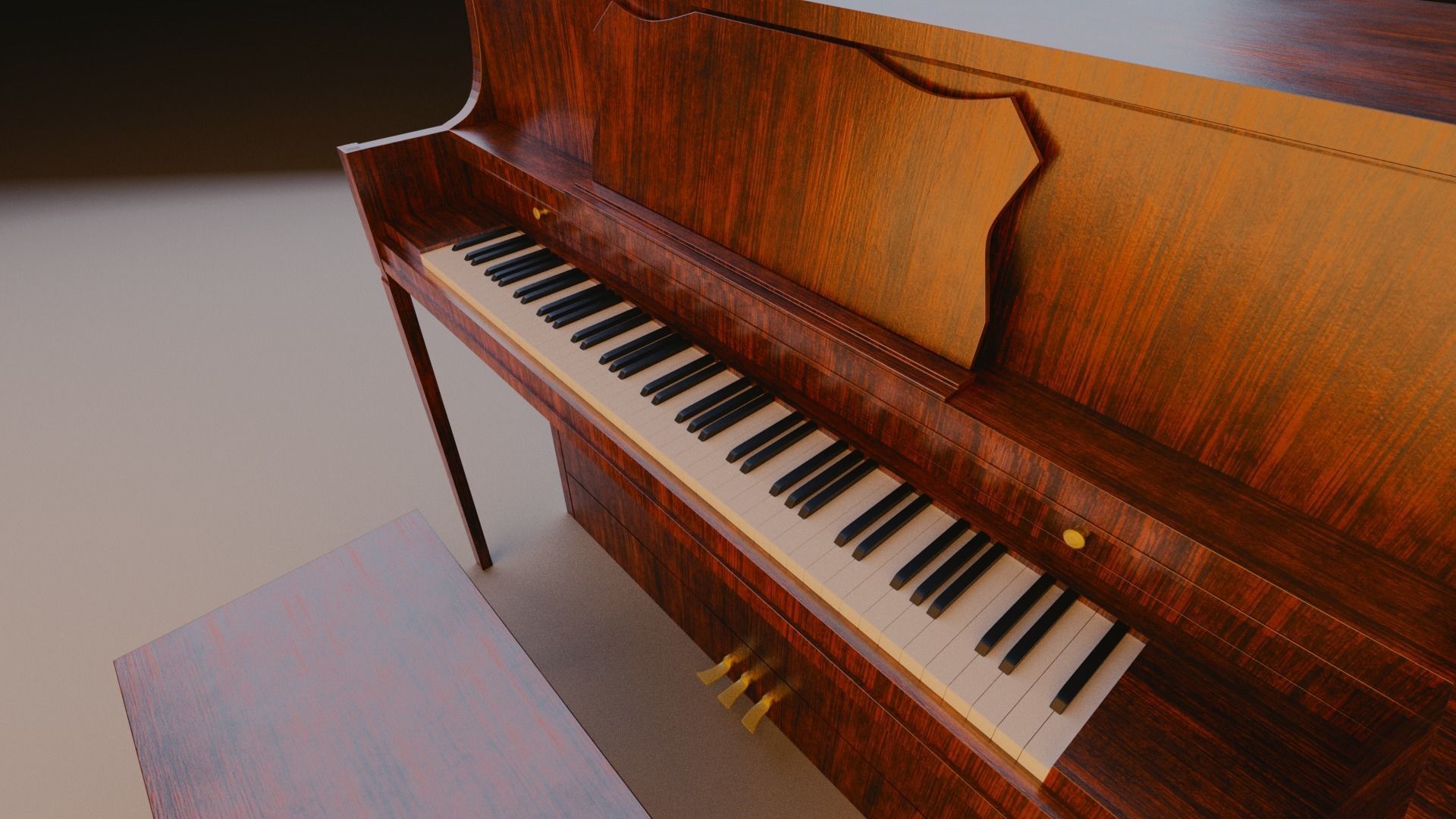 Upright Piano 3D model_1