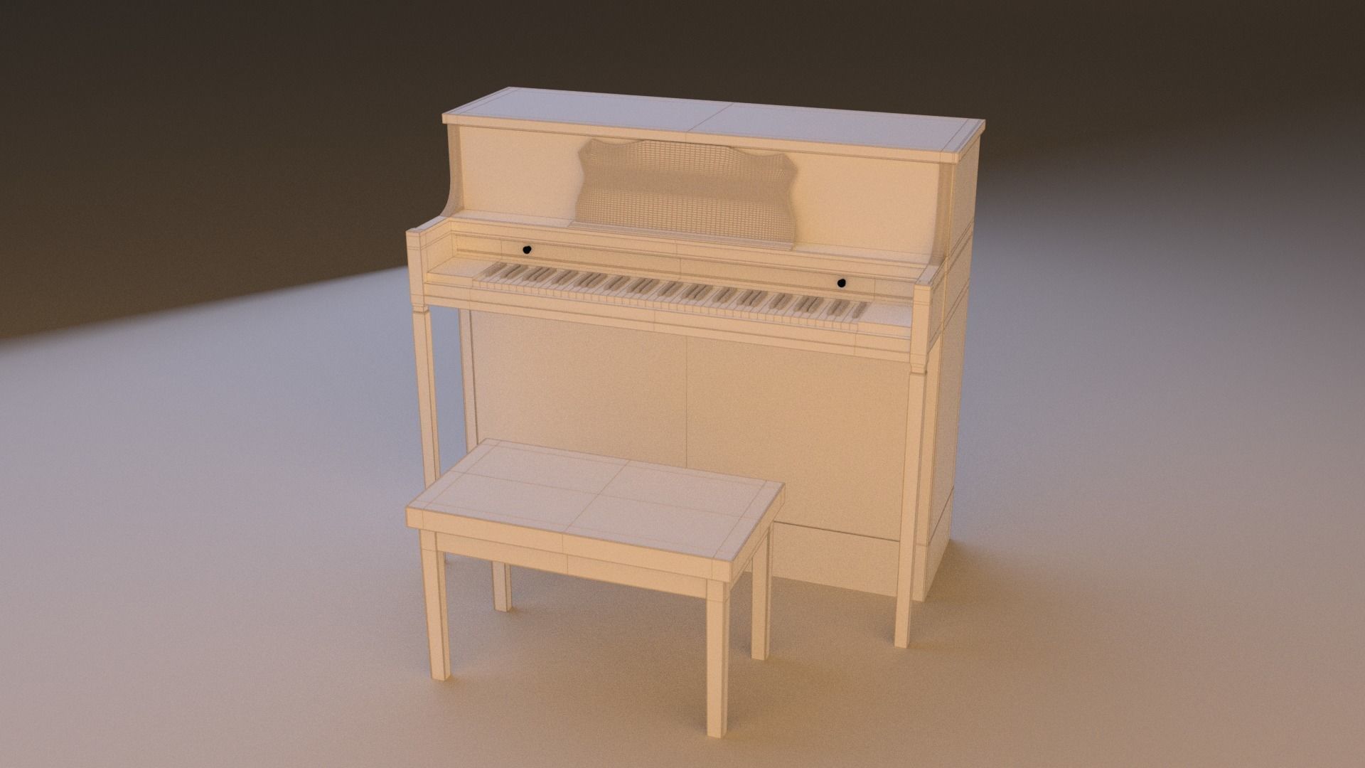 Upright Piano 3D model_5