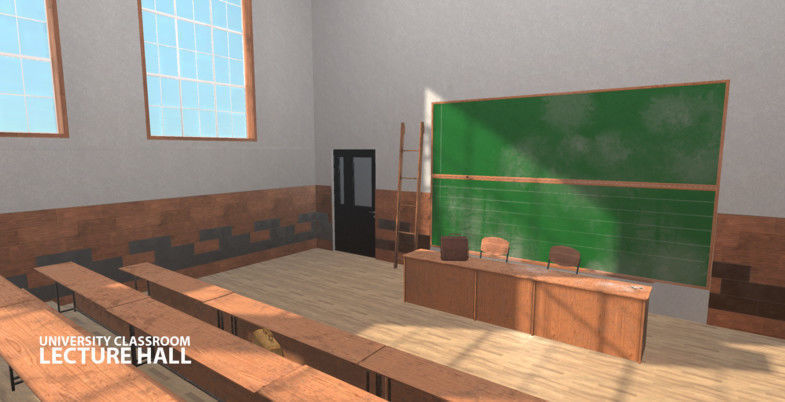 University Classroom - lecture hall Low-poly 3D model_11