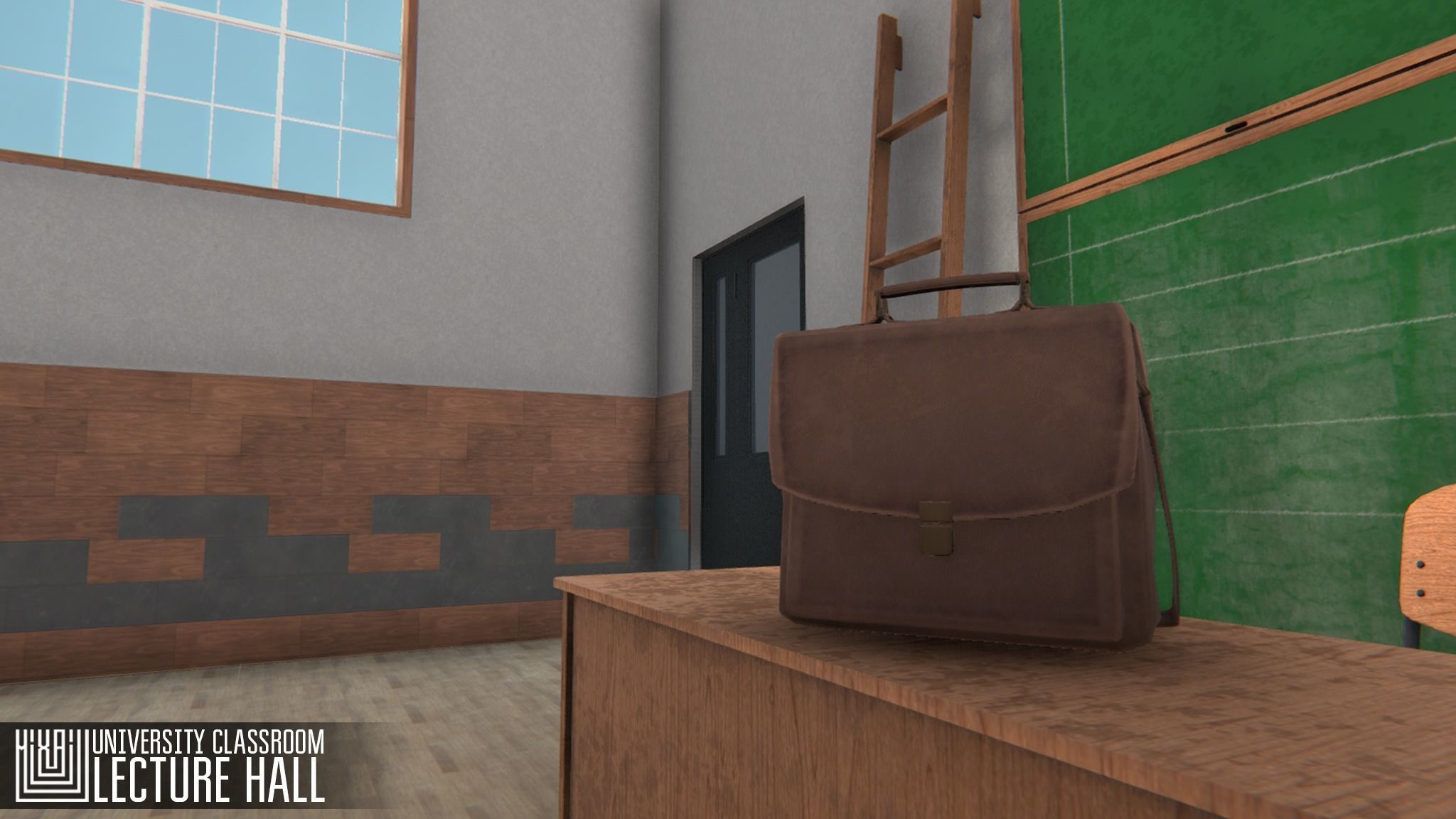 University Classroom - lecture hall Low-poly 3D model_1