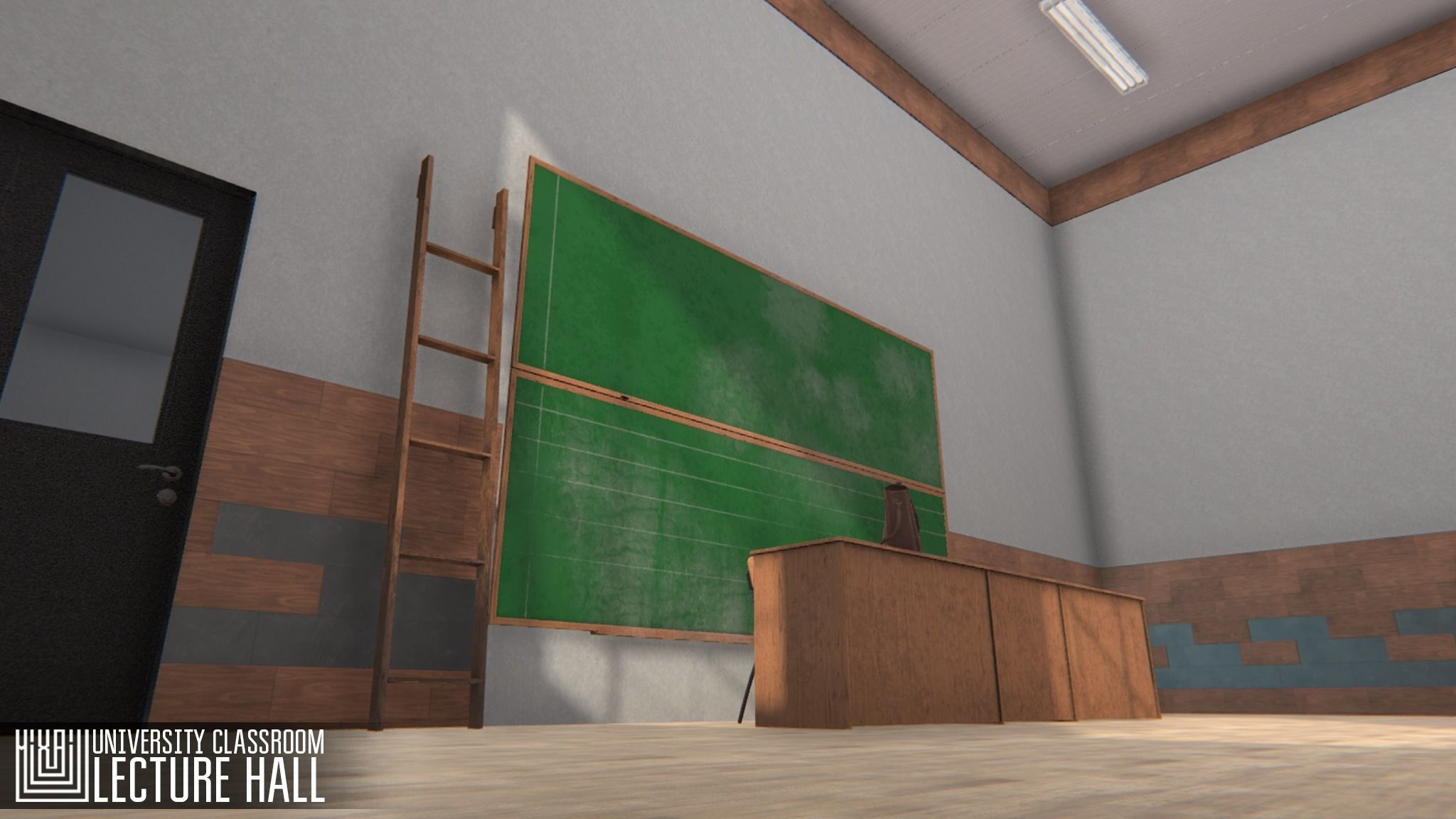 University Classroom - lecture hall Low-poly 3D model_9
