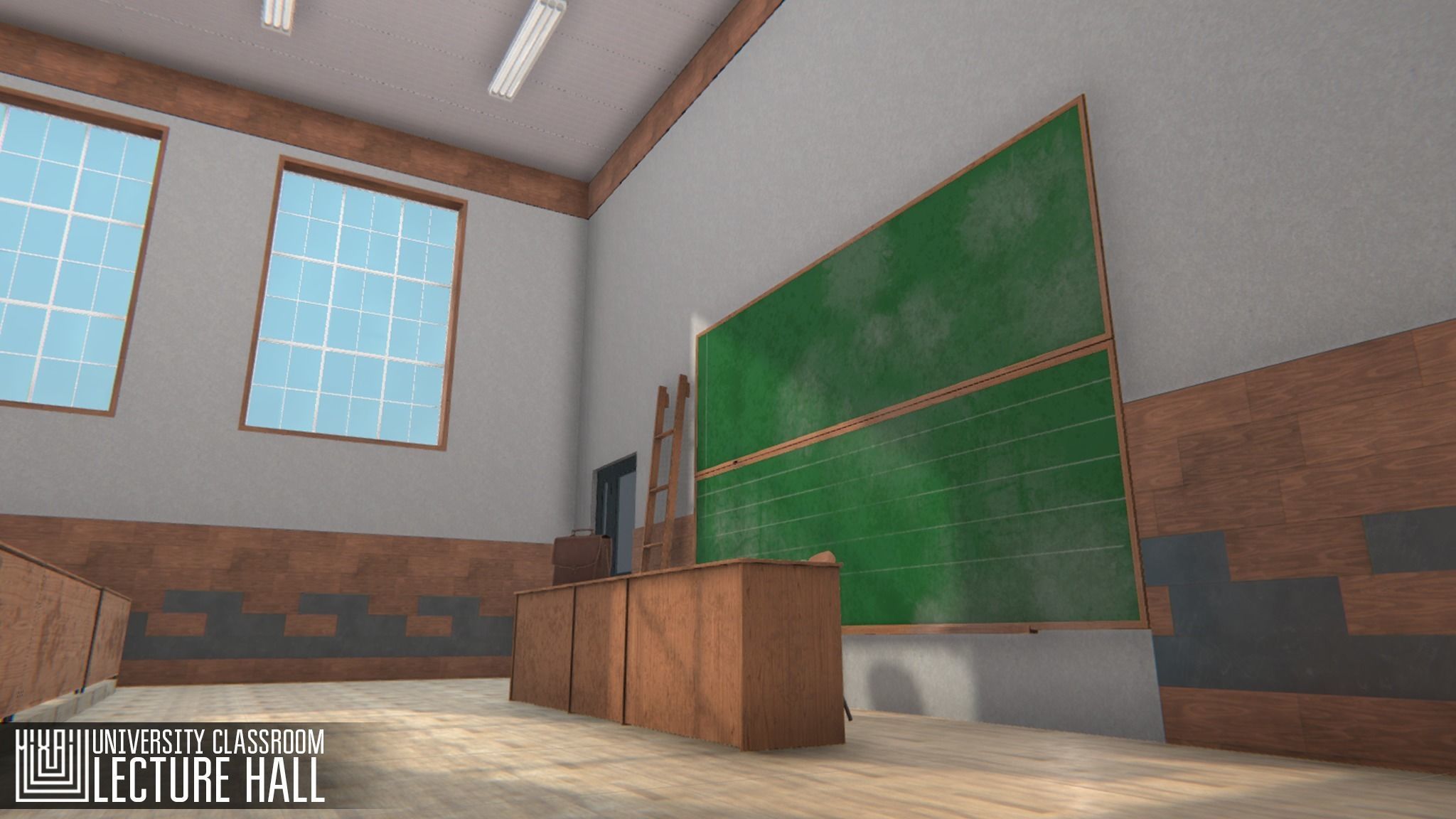 University Classroom - lecture hall Low-poly 3D model_3
