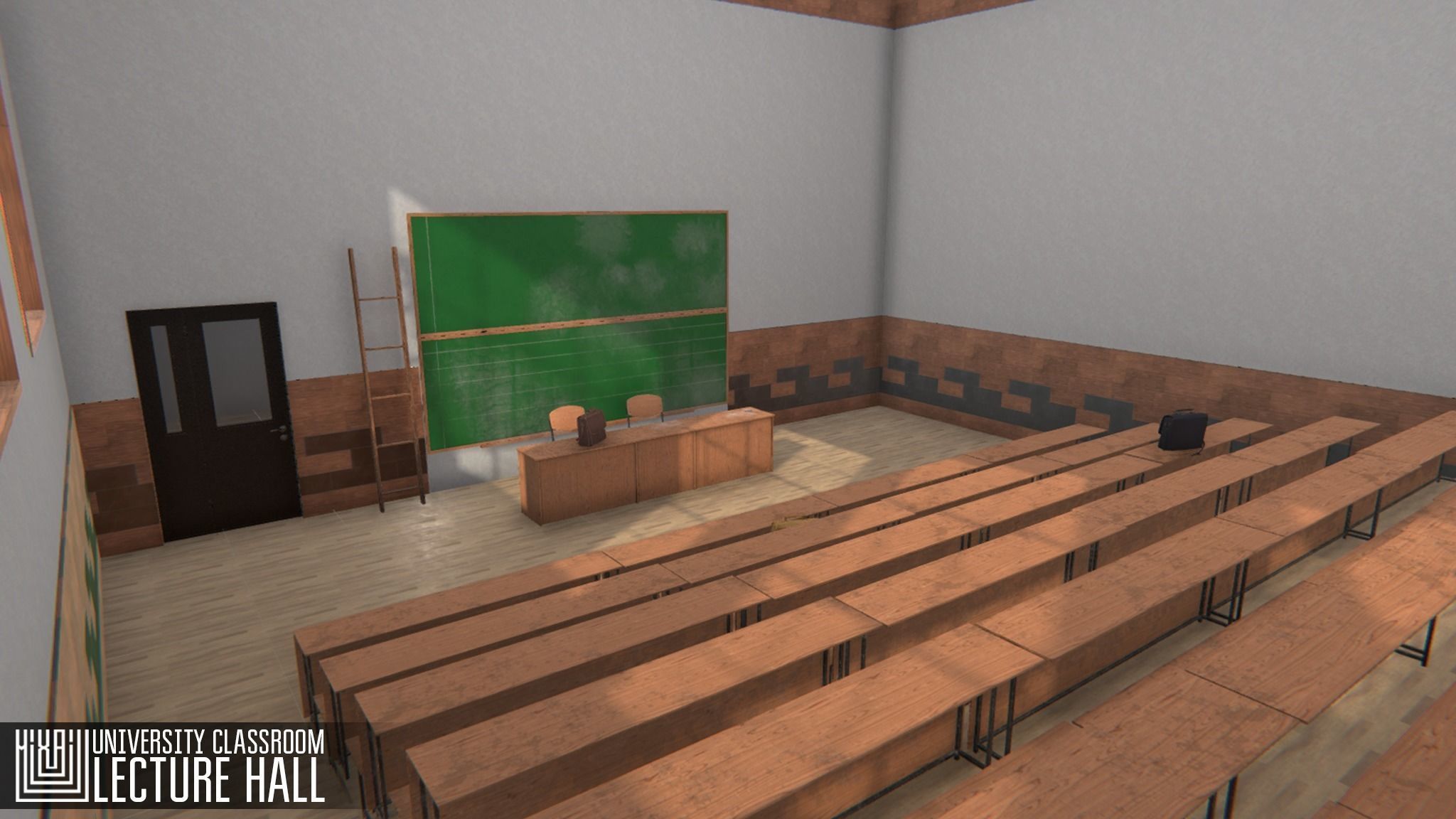 University Classroom - lecture hall Low-poly 3D model_4