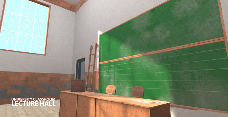 University Classroom - lecture hall Low-poly 3D model_14