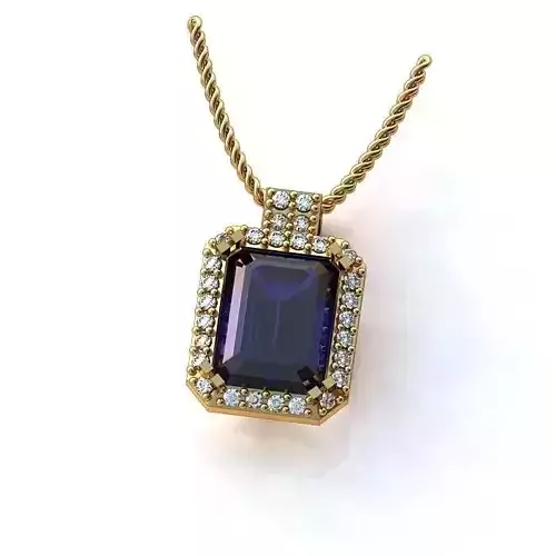 Octagon Shaped Gold Pendant With Gemstones