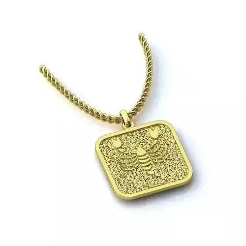 Squircle Shaped Gold Scorpio Pendant