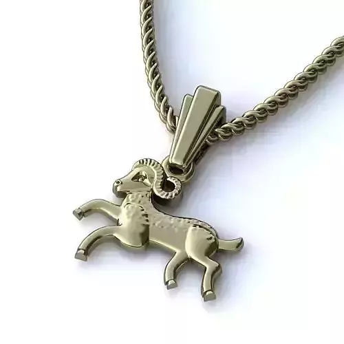 Sheep White Gold Pendant