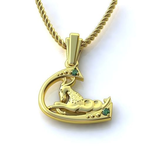 Capricorn Zodiac Sign Pendant 1 3D print model