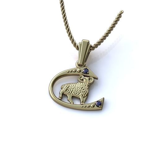 Aries Zodiac Sign Pendant 2 3D print model