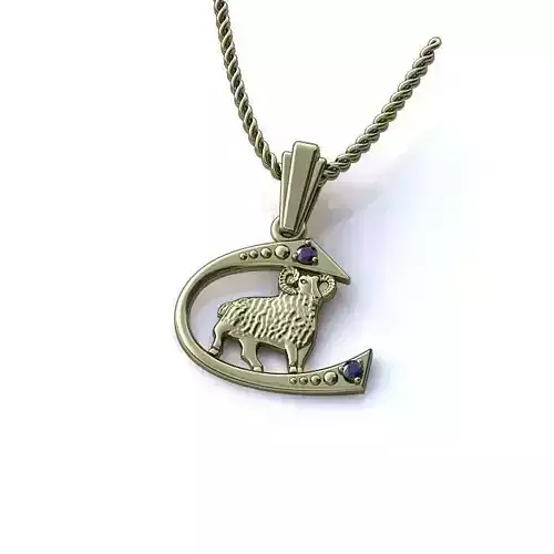 Aries Zodiac Sign Pendant 2 3D print model