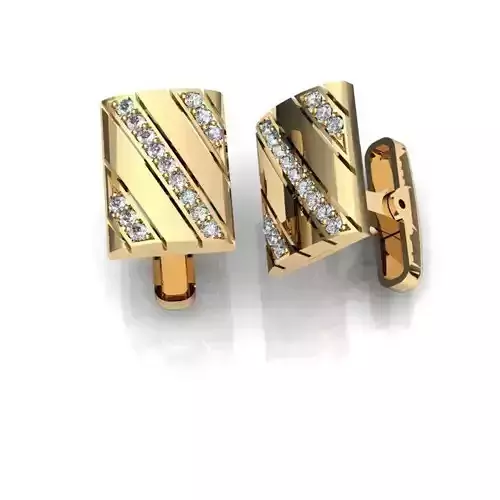 Rectangle Gold Ear Studs
