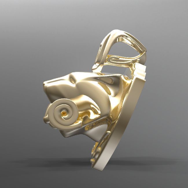 TigerKnowledge lion head pendant 3D print model_4