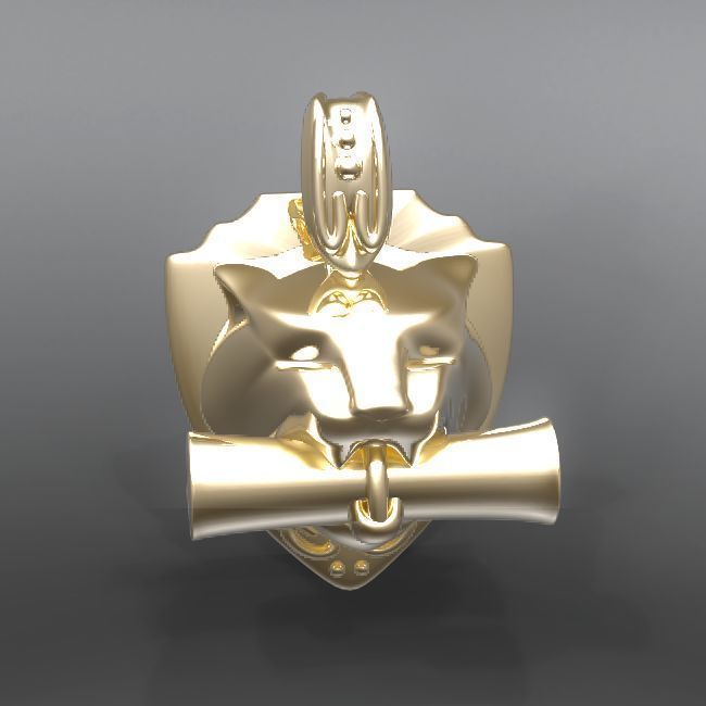 TigerKnowledge lion head pendant 3D print model_2