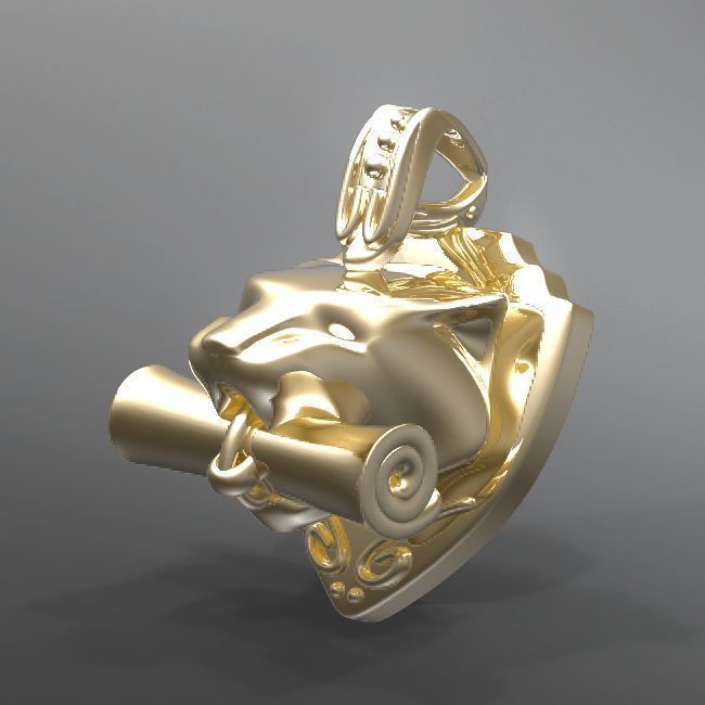 TigerKnowledge lion head pendant 3D print model_3