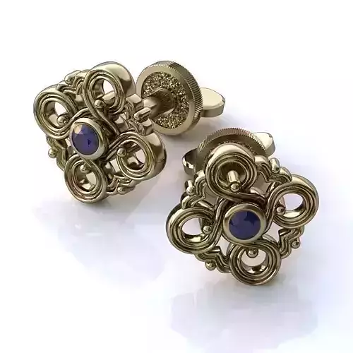 White Gold Ear Studs With Sapphire