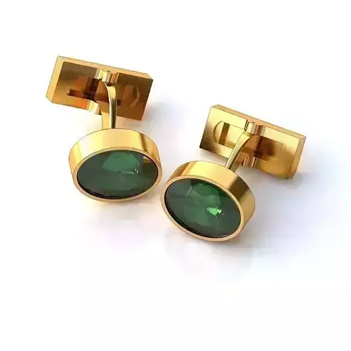 Gold Ear Studs With Emerald 2 3D print model