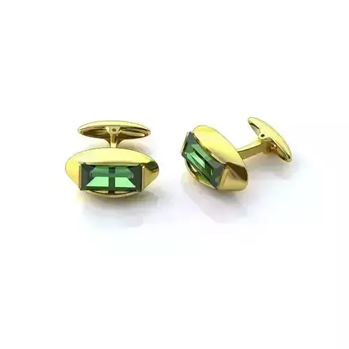 Gold Ear Studs With Emerald 3 3D print model