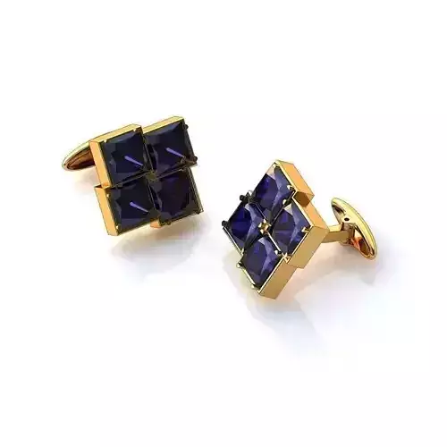 Gold Ear Studs With Sapphire 1 3D print model